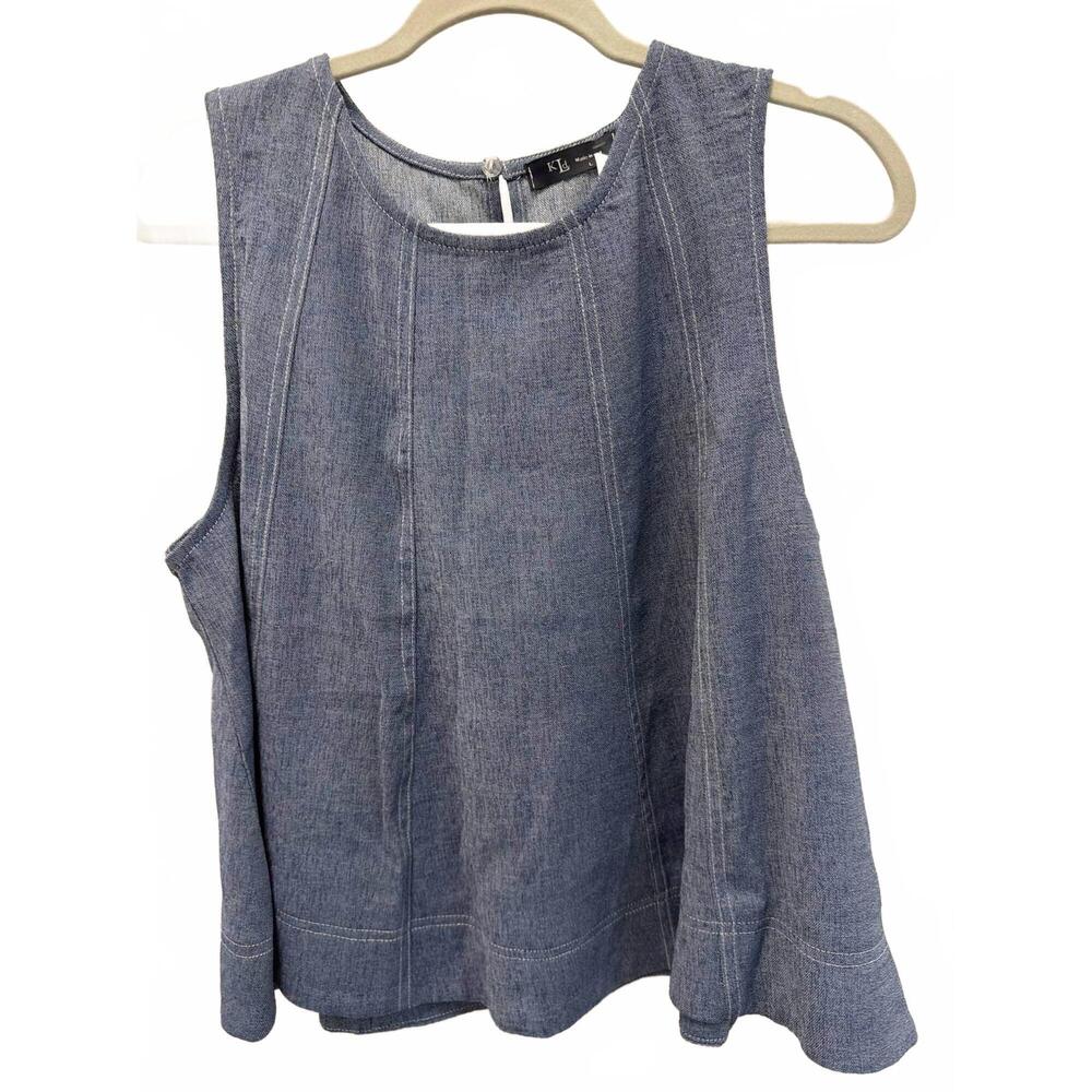 NEW KLD. SIGNATURE women's contrast stitch sleeveless top in denim